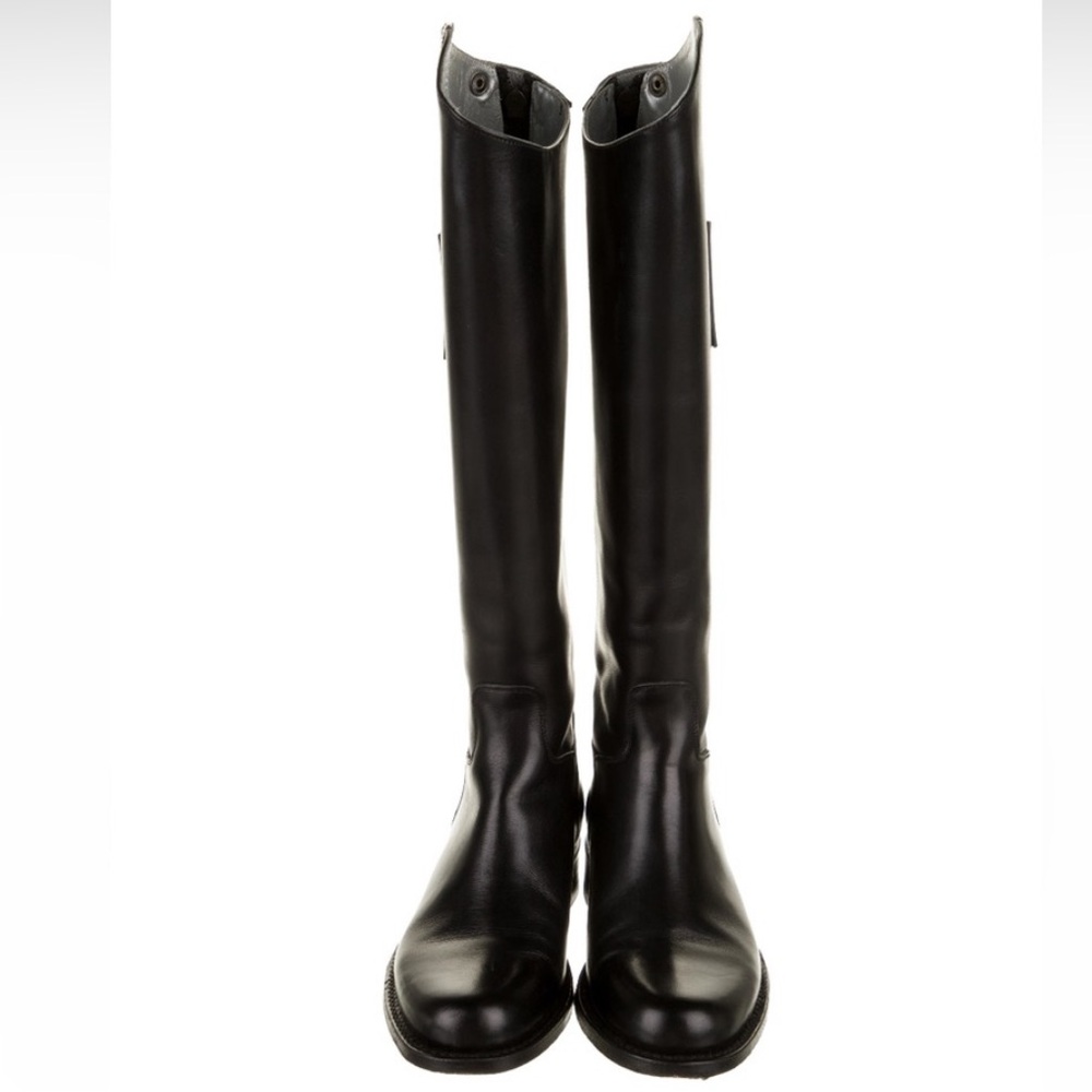 CHANEL Black knee high boots